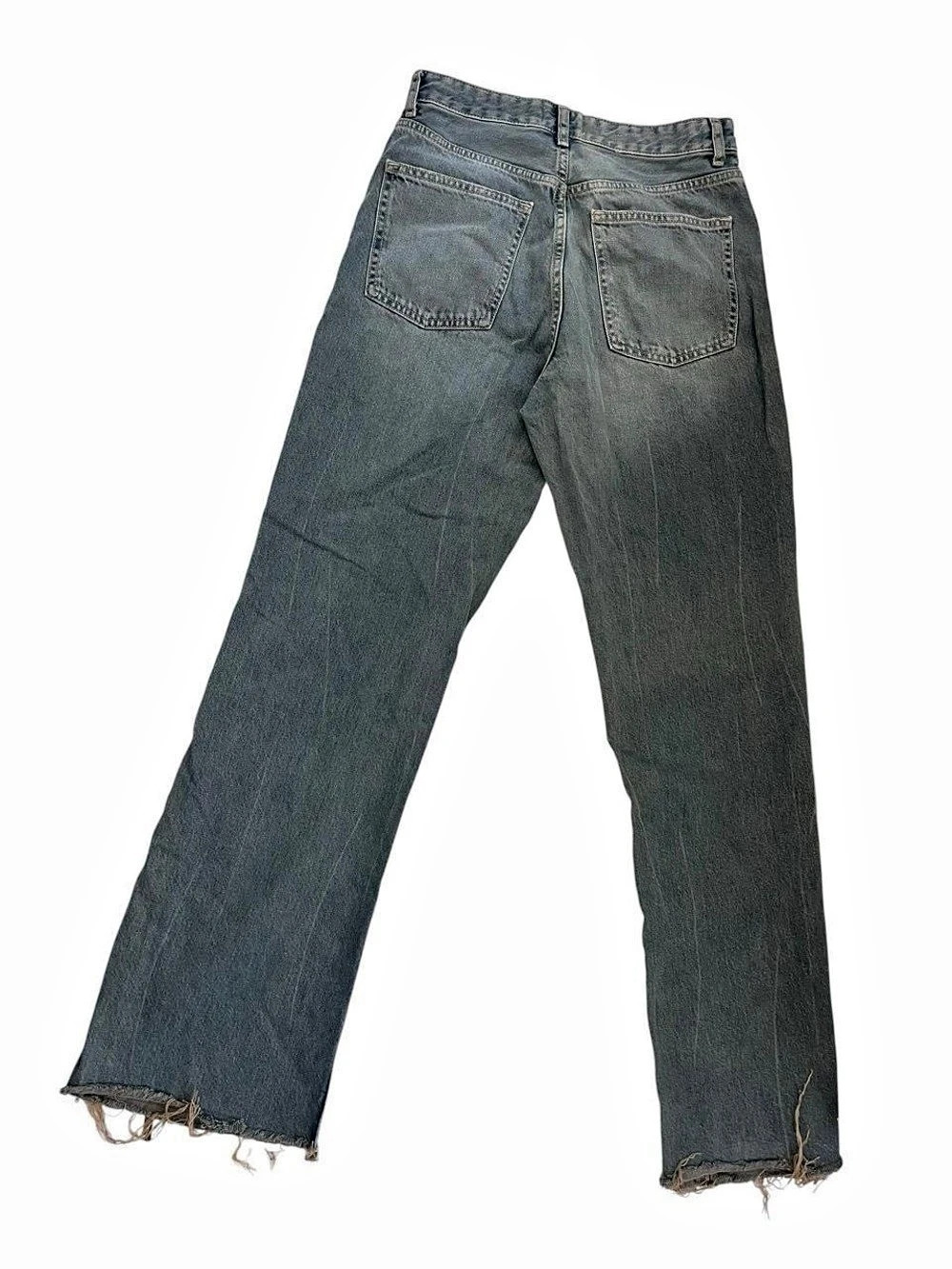 Zara Women's High Waisted Wide Leg Jeans Size 8 Distressed Raw Hem Y2K - Picture 9 of 9